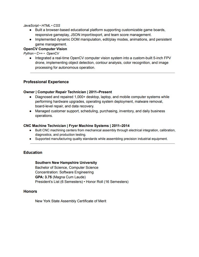 Resume Page 2
